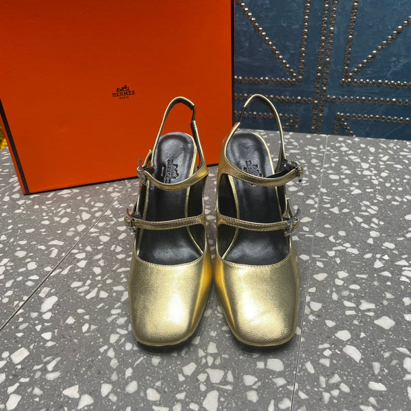 HM Jackie 80 Pump Gold Cowhide 962921