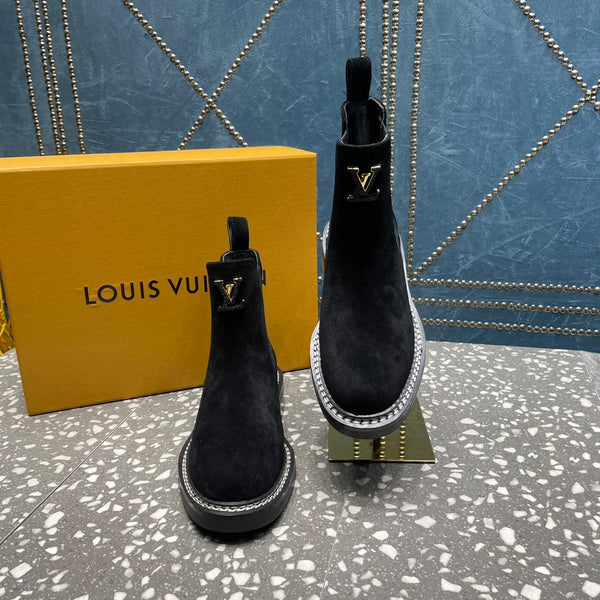 LV Beaubourg Ankle Boots Black Suede