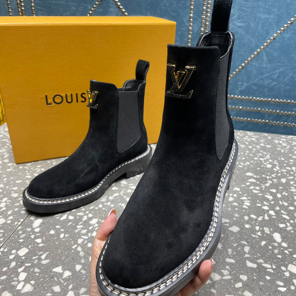 LV Beaubourg Ankle Boots Black Suede