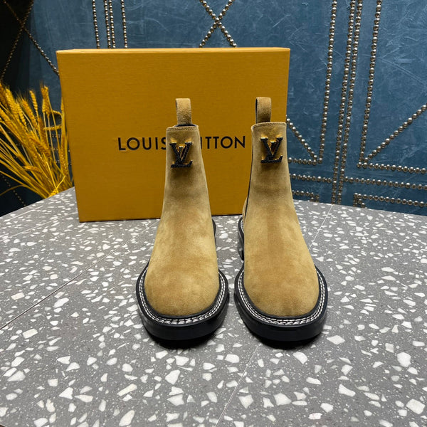 LV Beaubourg Ankle Boots Brown Yellow Suede