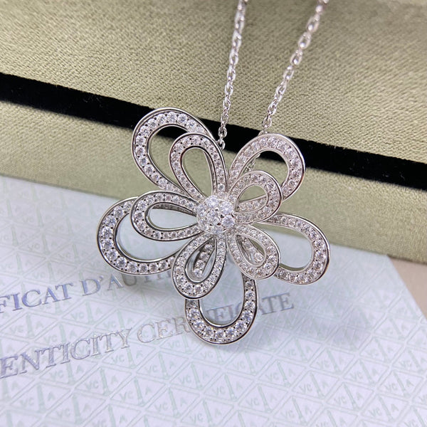 Pendentif Collier Double Fleur VCA Tout Diamants