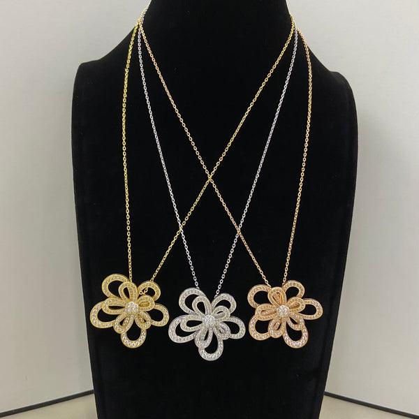 Pendentif Collier Double Fleur VCA Tout Diamants