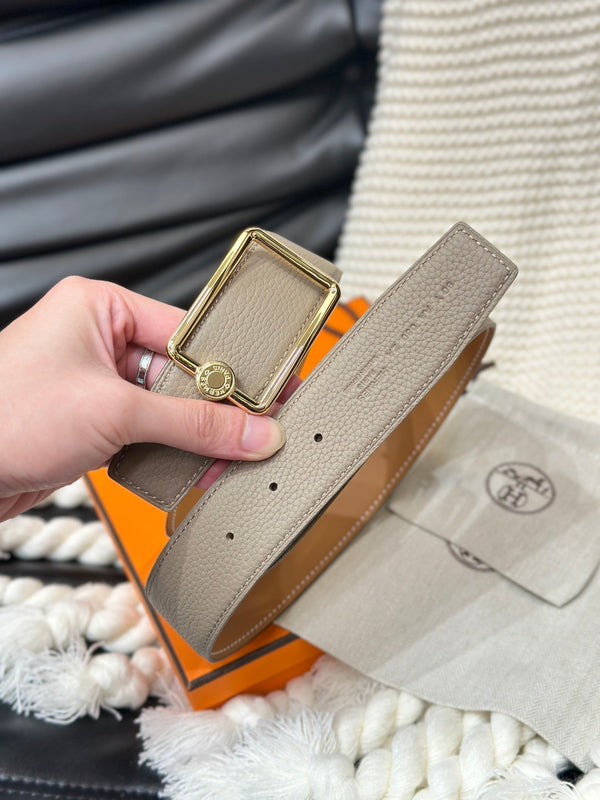 CINTURA HM OSCAR CON FIBBIA ORO E CINTURINO REVERSIBILE IN PELLE COLOR MIELE ARANCIONE 38 MM