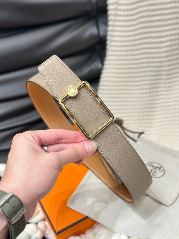 CINTURA HM OSCAR CON FIBBIA ORO E CINTURINO REVERSIBILE IN PELLE COLOR MIELE ARANCIONE 38 MM