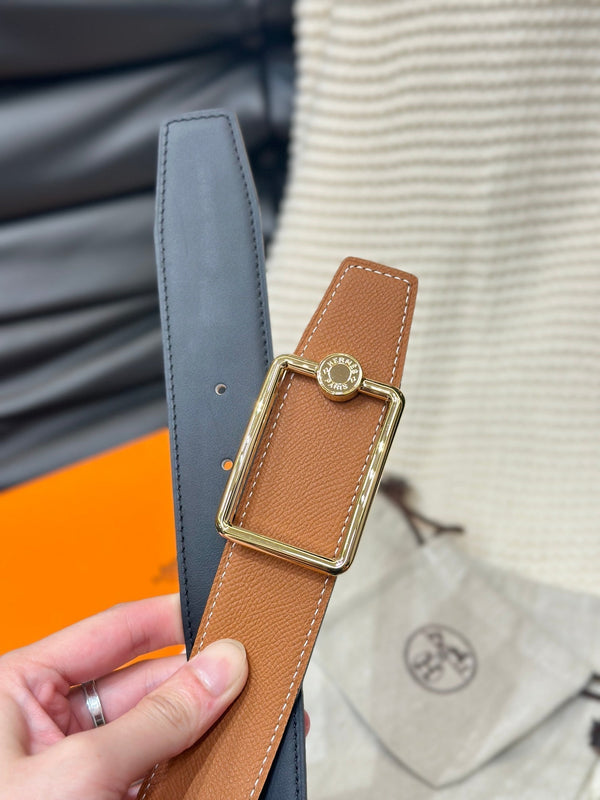 CINTURA HM OSCAR CON FIBBIA ORO E CINTURINO REVERSIBILE IN PELLE ARANCIONE ZENZERO 38 MM