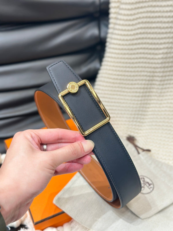 CINTURA HM OSCAR CON FIBBIA ORO E CINTURINO REVERSIBILE IN PELLE ARANCIONE ZENZERO 38 MM