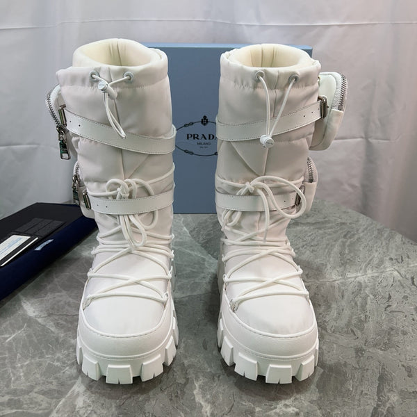 PRA Moon Boots White With Pouch Recycled Nylon & Cowhide 454734