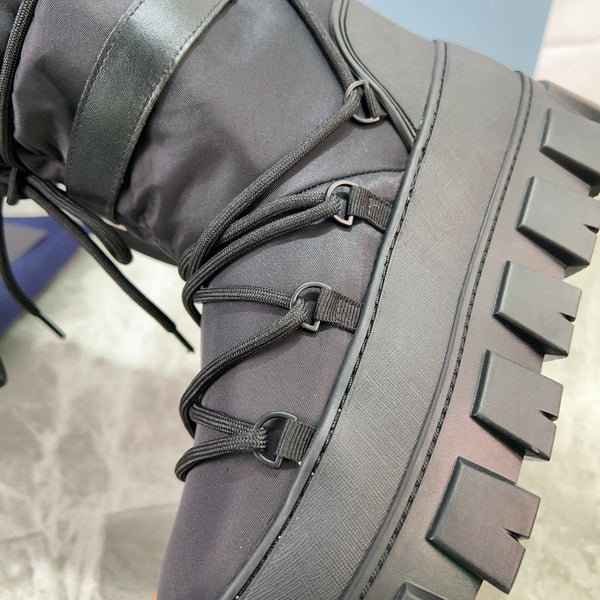 PRA Moon Boots Black With Pouch Recycled Nylon & Cowhide 454736