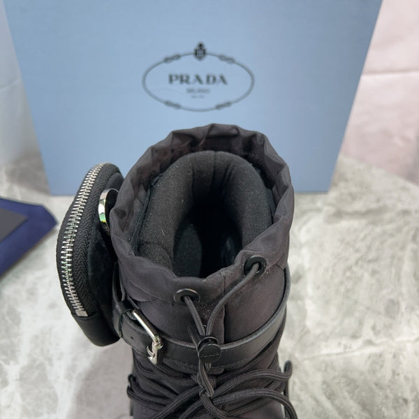 PRA Logo-Plaque Snow Boots With Pouch Black Recycled Polyamide Cowhide 454742