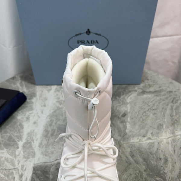 PRA Logo-Plaque Snow Boots White Recycled Polyamide Cowhide 454743