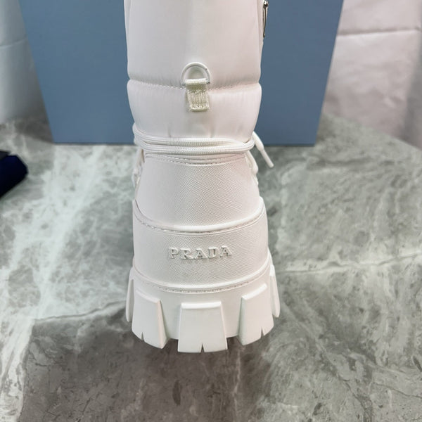 PRA Logo-Plaque Snow Boots White Recycled Polyamide Cowhide 454743