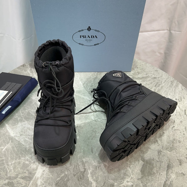 PRA Logo-Plaque Snow Boots Black Recycled Polyamide Cowhide 454745