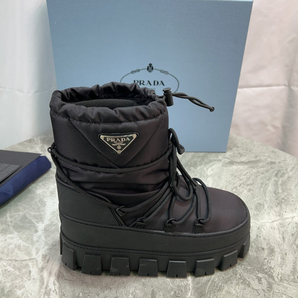PRA Logo-Plaque Snow Boots Black Recycled Polyamide Cowhide 454745