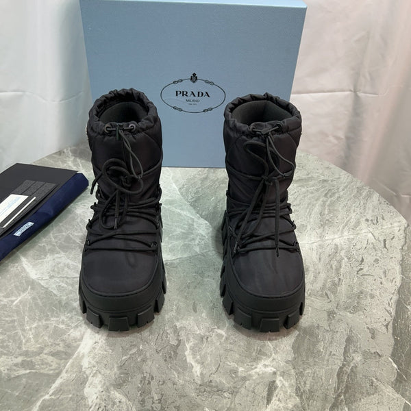 PRA Logo-Plaque Snow Boots Black Recycled Polyamide Cowhide 454745