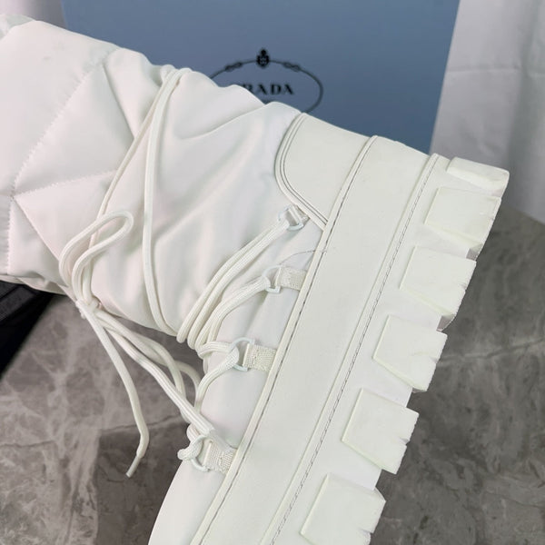 PRA Moon Boots White Recycled Nylon & Cowhide 454737