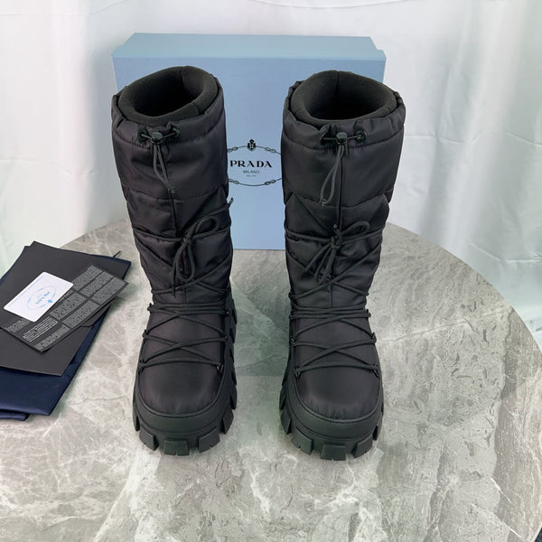 PRA Moon Boots Black Recycled Nylon & Cowhide 454739