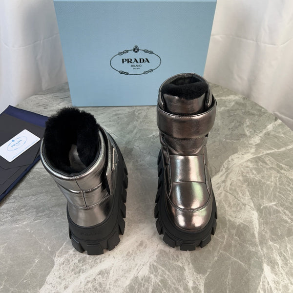 PRA 25s Boots Sliver Black With Fur Soft Cowhide 454750