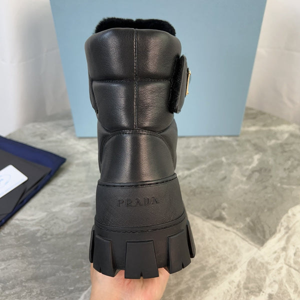 Stivali PRA 25s neri con pelliccia in morbida pelle bovina 454752