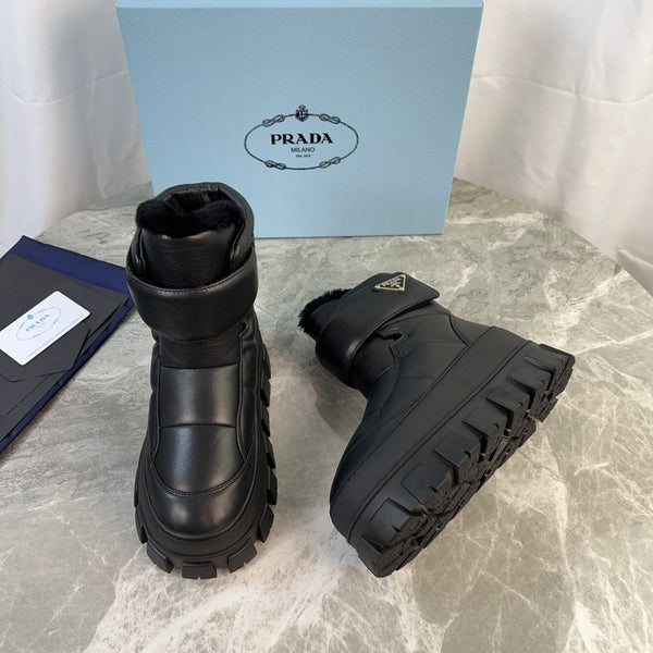 Stivali PRA 25s neri con pelliccia in morbida pelle bovina 454752