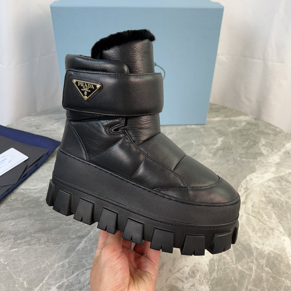 Stivali PRA 25s neri con pelliccia in morbida pelle bovina 454752