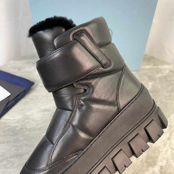 Stivali PRA 25s neri con pelliccia in morbida pelle bovina 454752