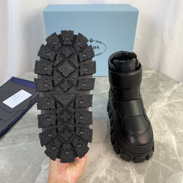 Stivali PRA 25s neri con pelliccia in morbida pelle bovina 454752