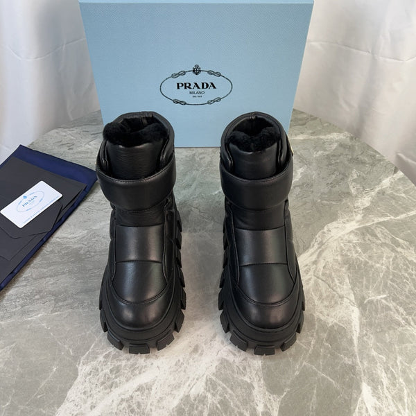 Stivali PRA 25s neri con pelliccia in morbida pelle bovina 454752