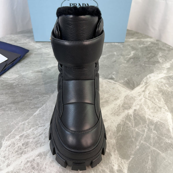 Stivali PRA 25s neri con pelliccia in morbida pelle bovina 454752