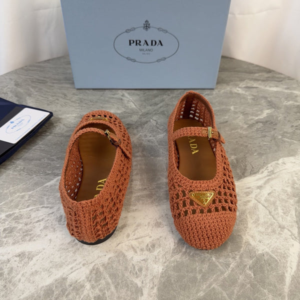 Pra 26s Ballet Flat Brown Leather Fabric 635154