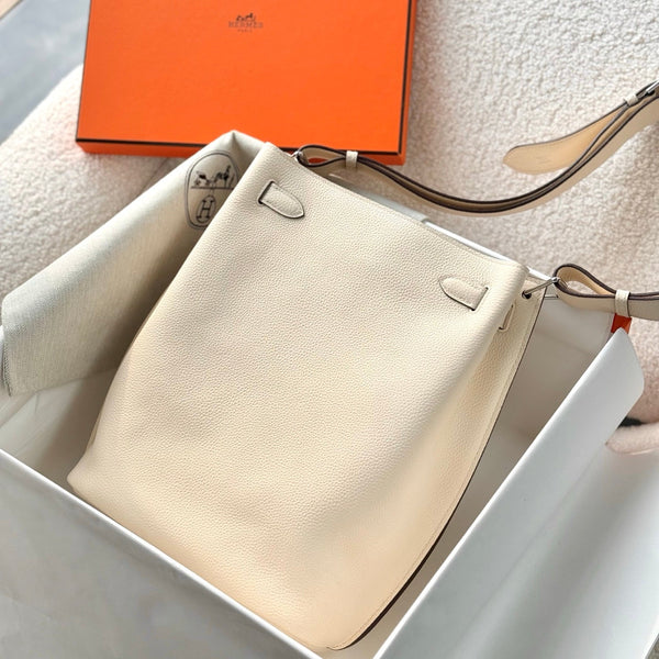 Sac bandoulière HM So Kelly 22cm en cuir de vachette ivoire 284526