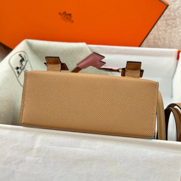 Sac HM Kelly Doll 18cm Rose clair Cuir Epsom 284562