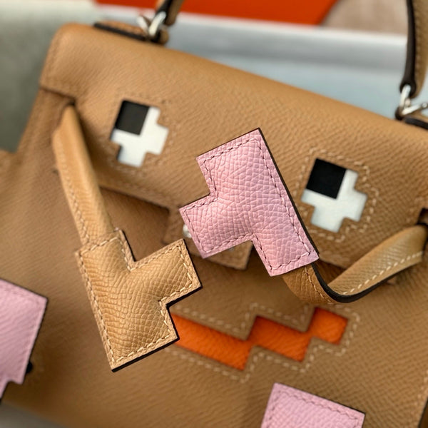 Sac HM Kelly Doll 18cm Rose clair Cuir Epsom 284562
