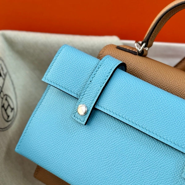 Sac HM Kelly Doll 18cm Rose clair Cuir Epsom 284562