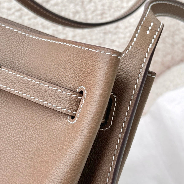 HM So Kelly Shoulder Bag 22cm Taupe Cowhide 284538