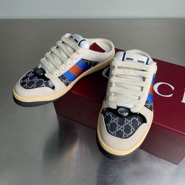 GG Men's Screener Mules Black Suede Denim 722595