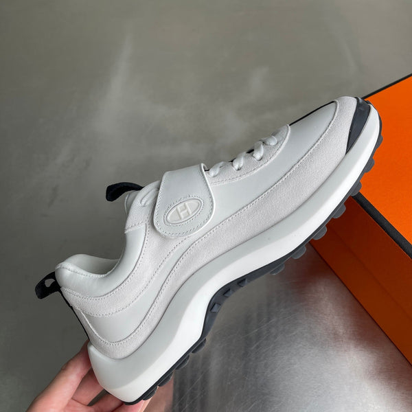 HM Men's Loop Sneaker White Calfskin Suede 741464