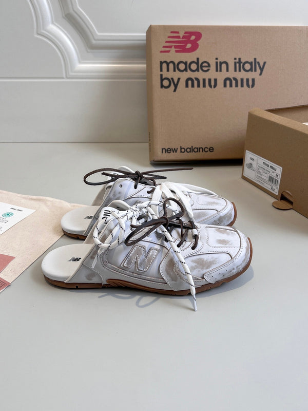 Miu x NB 530 SL Mules White Leather 642518