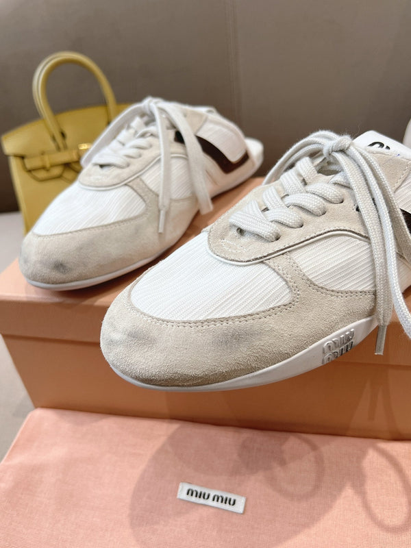 Miu x NB 530 SL Mules White Grey Mesh Suede 642506