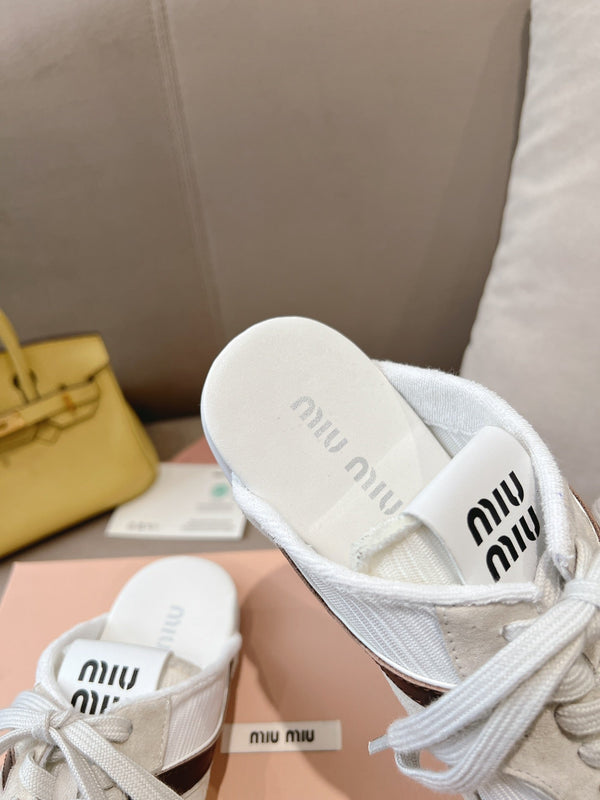 Miu x NB 530 SL Mules White Grey Mesh Suede 642506