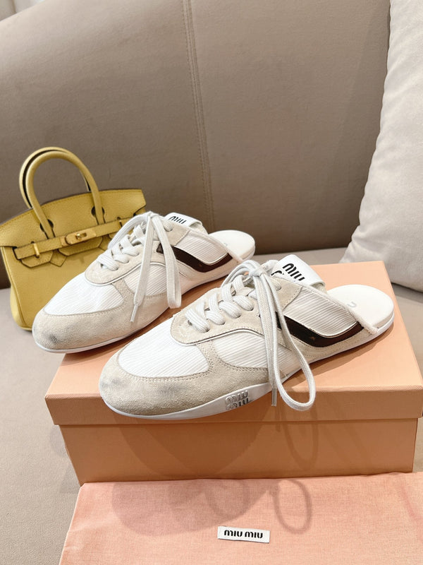 Miu x NB 530 SL Mules White Grey Mesh Suede 642506