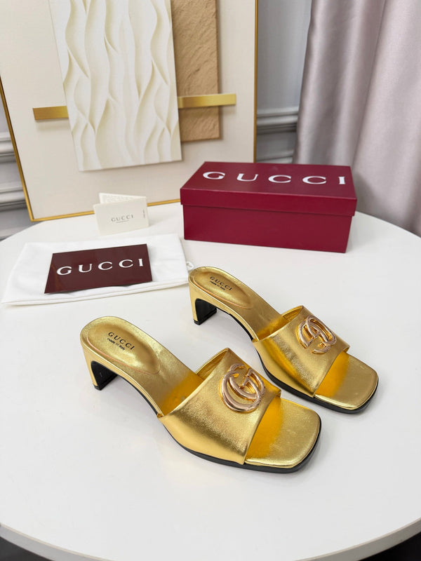 GG 2026 Sandales Printemps Précoce Cuir d'Agneau Doré 688529