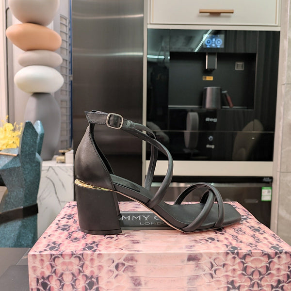 Jimmy 25 Sandal Heels Black Cowhide 240086