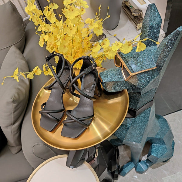 Jimmy 25 Sandal Heels Black Cowhide 240086