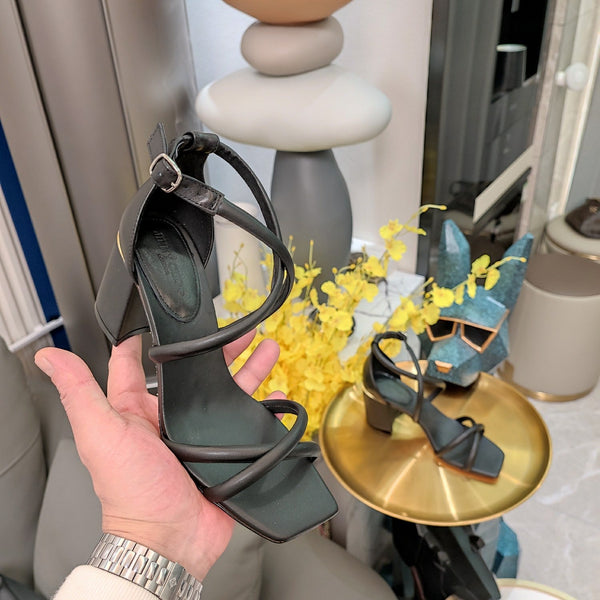 Jimmy 25 Sandal Heels Black Cowhide 240086