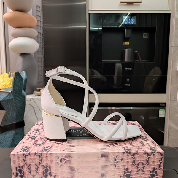 Jimmy 25 Sandal Heels White Cowhide 240087