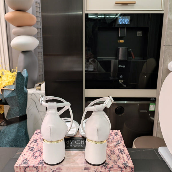 Jimmy 25 Sandal Heels White Cowhide 240087