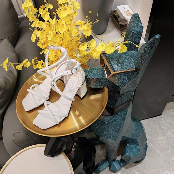 Jimmy 25 Sandal Heels White Cowhide 240087