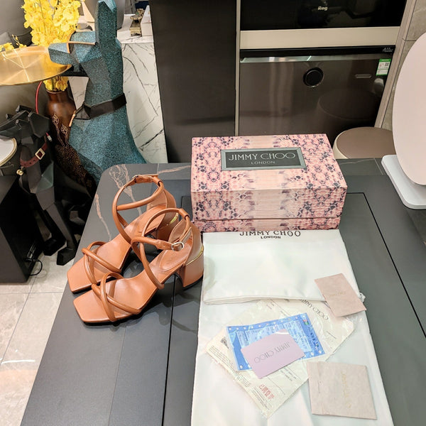 Jimmy 25 Sandal Heels Brown Cowhide 240088