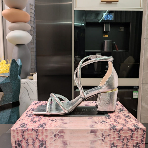 Jimmy 25 Sandal Heels Silver Cowhide 240089