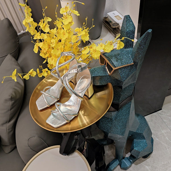 Jimmy 25 Sandal Heels Silver Cowhide 240089